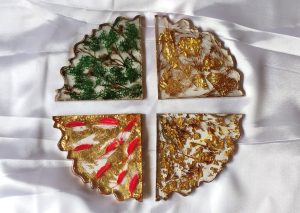 Botanical Resin Coaster Set