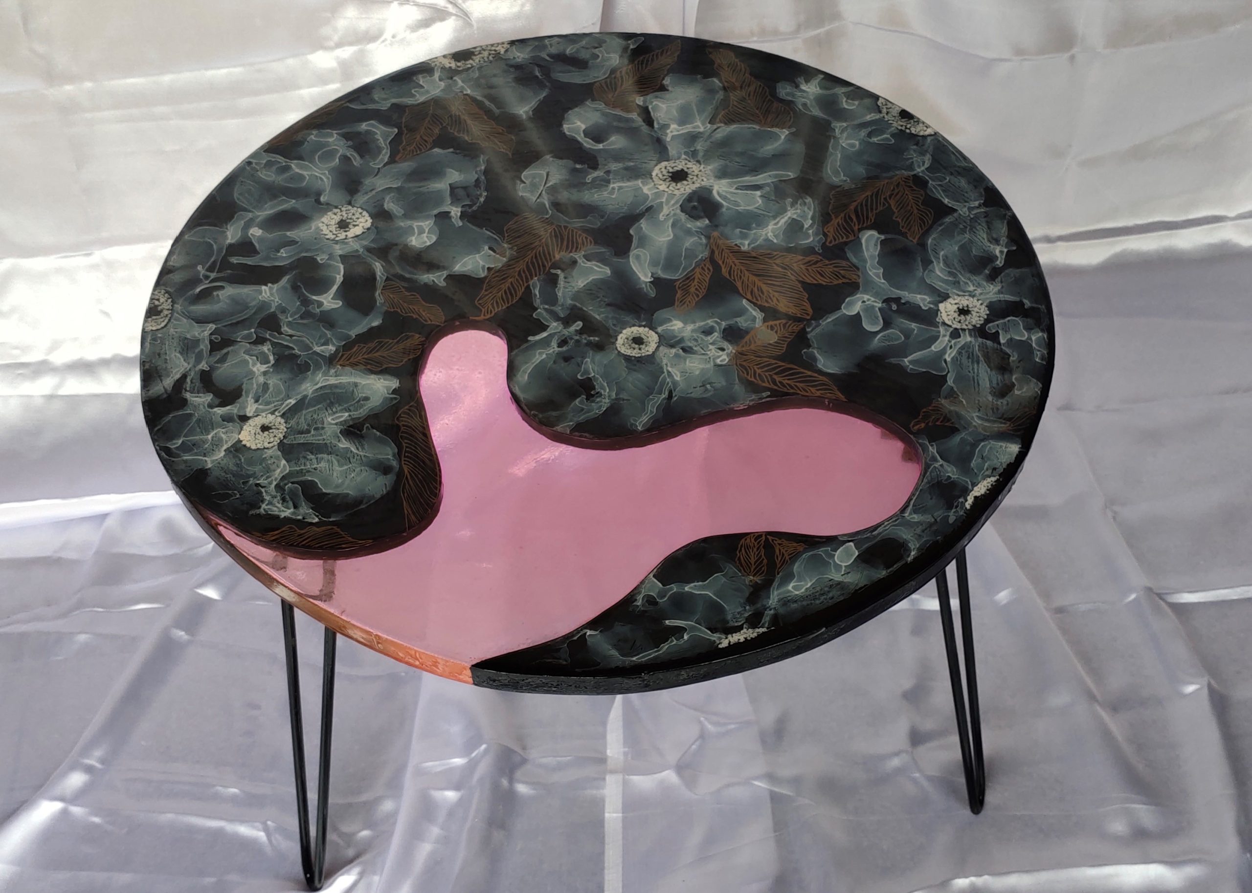 Floral Resin Accent Table
